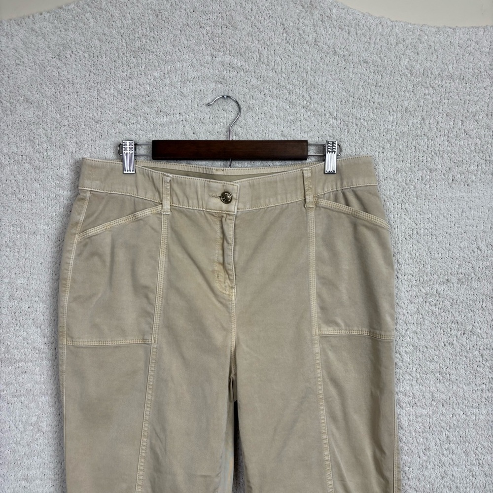 Chico's Pants Womens 2R/Lg 12 Khaki Flat Front Stretch Waistband Straight Leg‎ - Picture 2 of 14